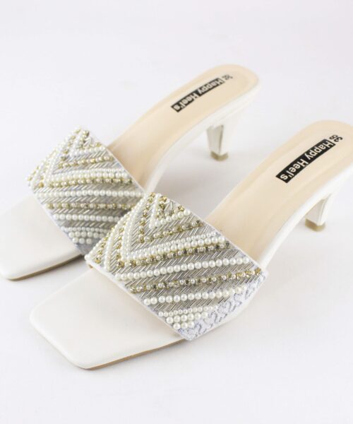 Pencil Heel Pearl Strap Sandal