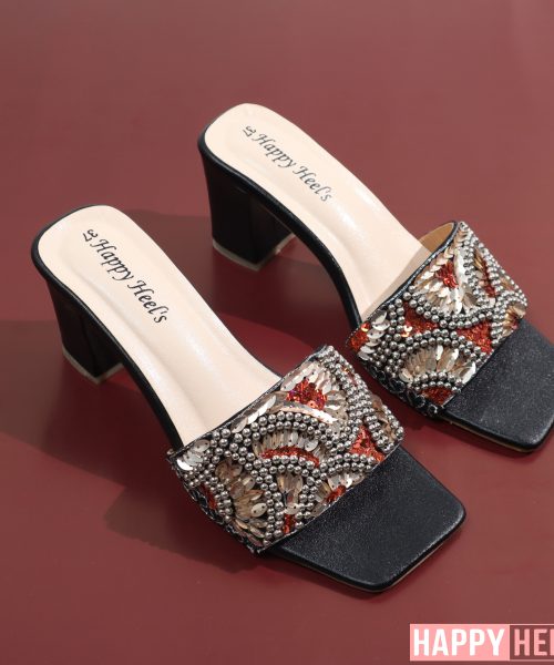 Toe Chunky Heeled Shoes- Happy Heel's