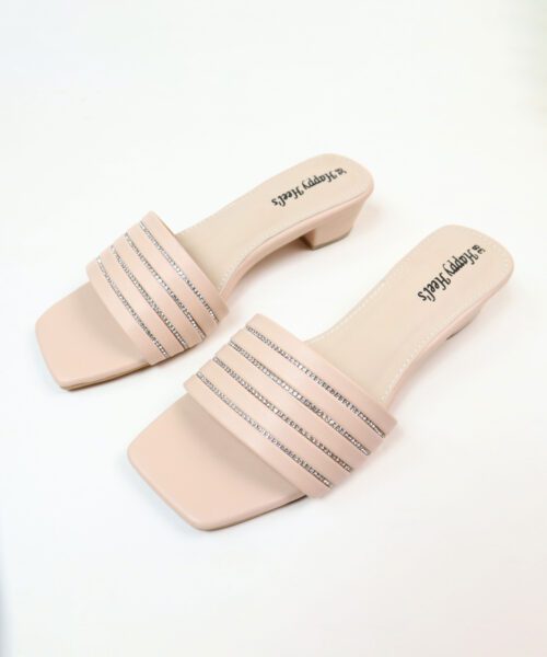 Women Rhinestone Decor Slide Sandals-Happy Heel's