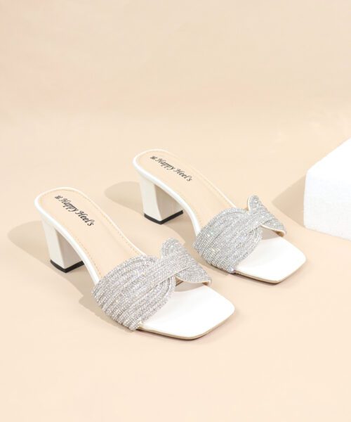 High Heels Clogs With Crystal Shimmer Strap