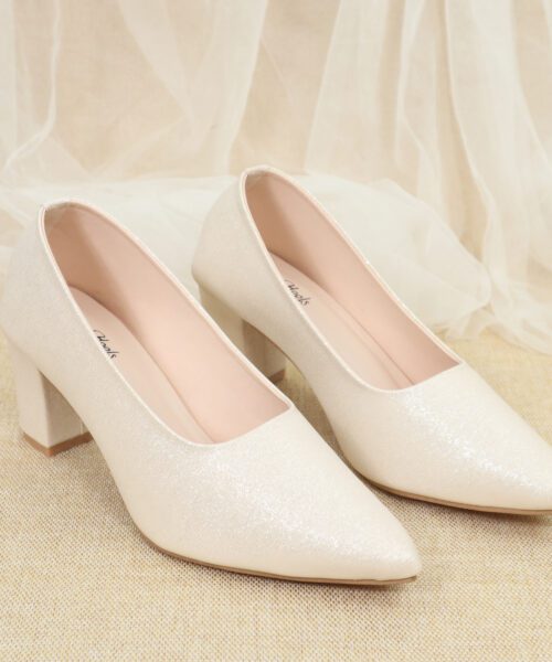 Glitter Block Heel Court Shoes-HH323