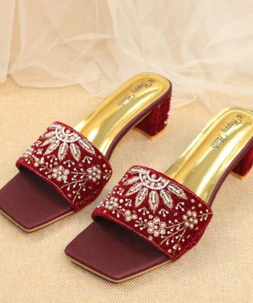 Pointed Toe Glitter Slingback Heel Mule-HH325