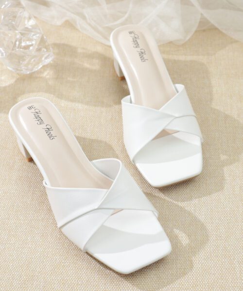 Criss-Cross Block Heel Mules-HH333