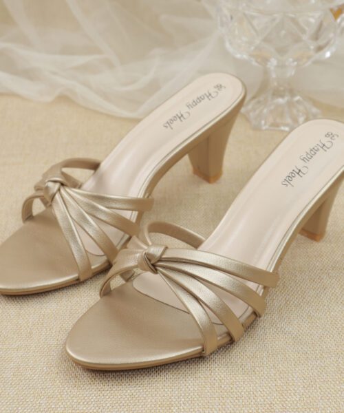 Knotted Strap Block Heel Mules-HH334