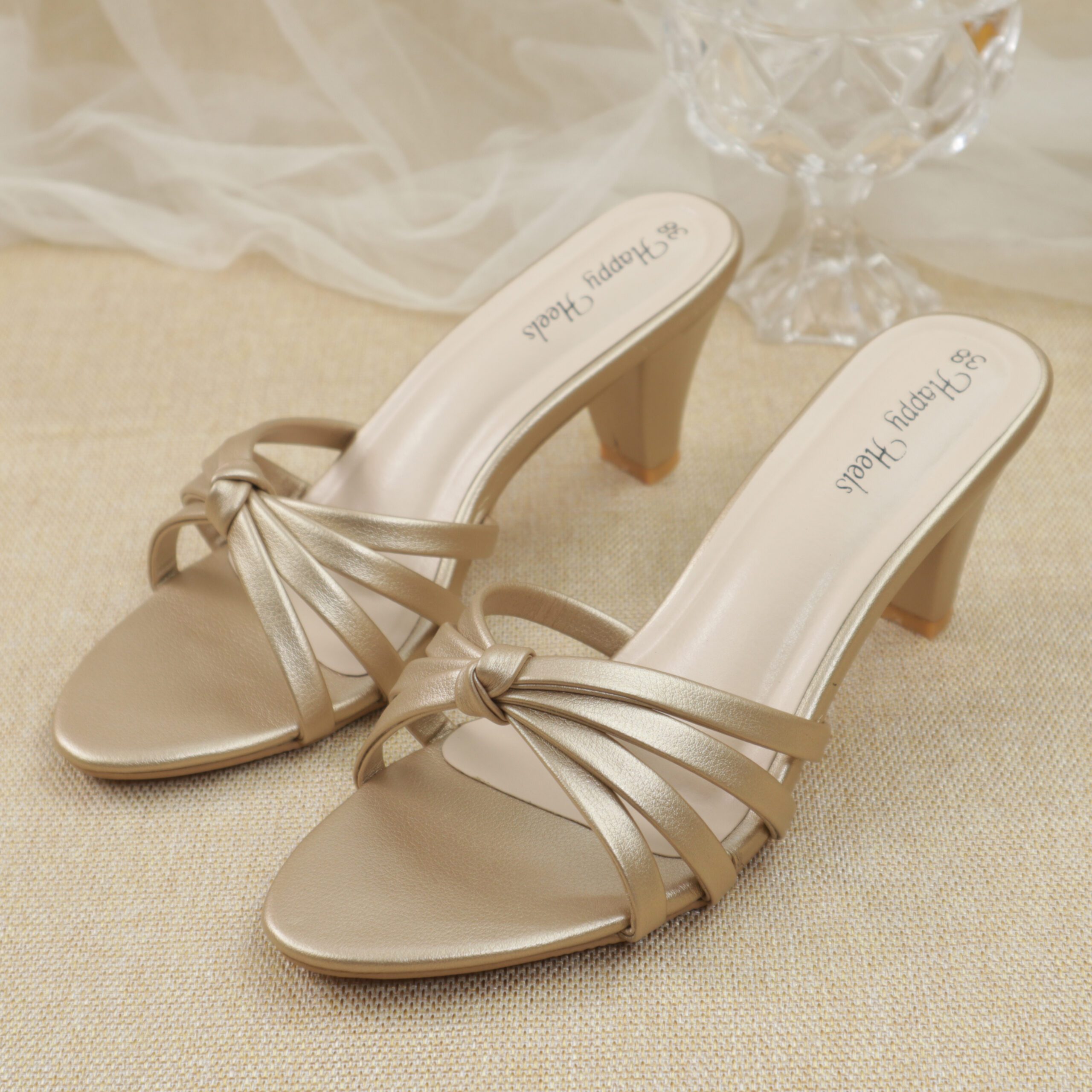 Knotted Strap Block Heel Mules-HH334