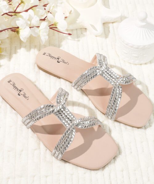 Crystal Cross Strap Flats-HH353