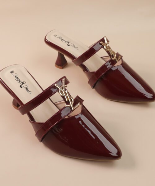 Pointed-Toe Heeled Mules-HH362