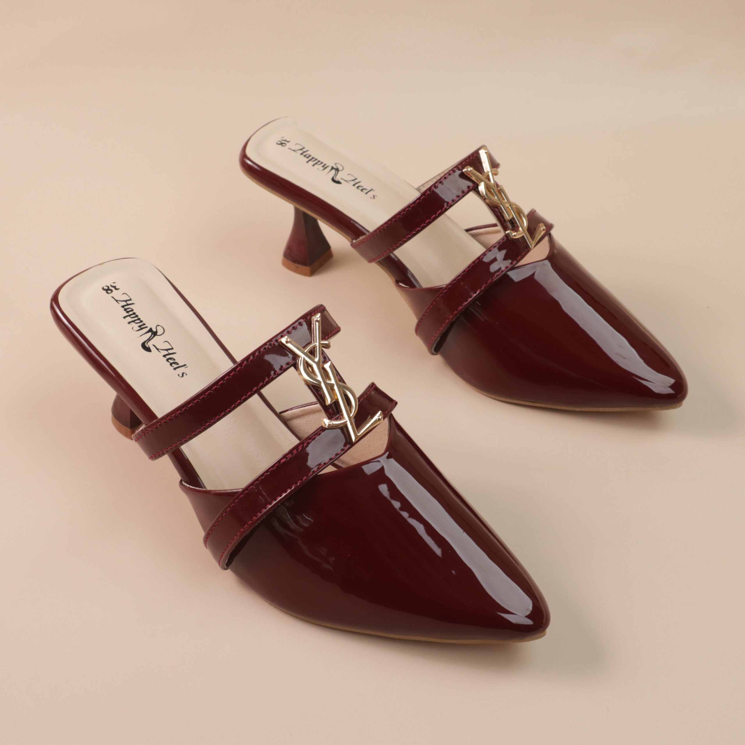 Pointed-Toe Heeled Mules-HH362