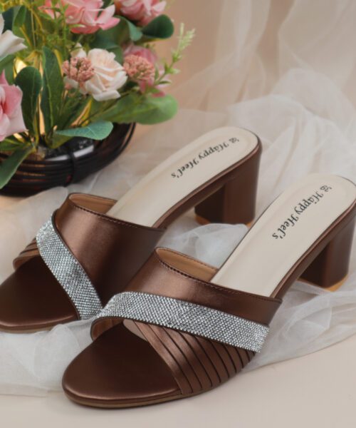 Embellished Block Heel Mule Sandals-HH-310