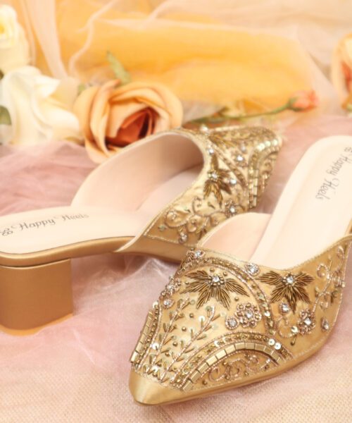 Embellished Block Heel Mule-HH328