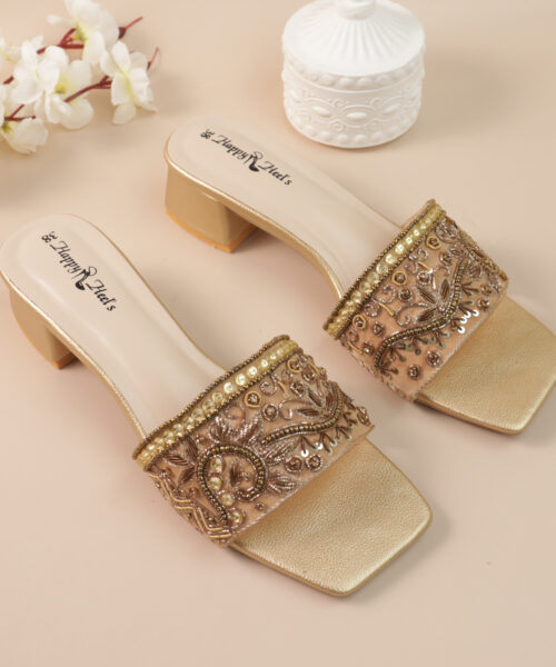 Embroidered Block-Heel Mules-HH362