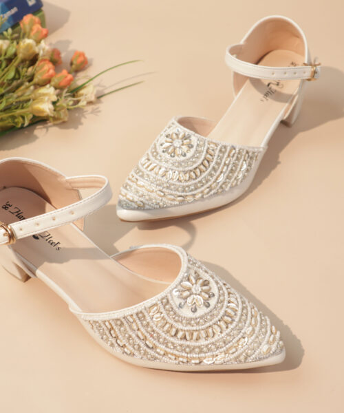 Elegant Pearl Block Heels